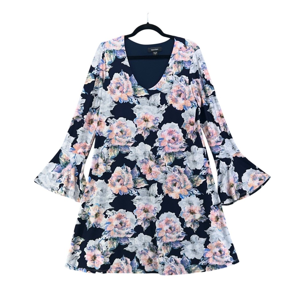 Vintage Karen Kane Floral Dress Navy Large